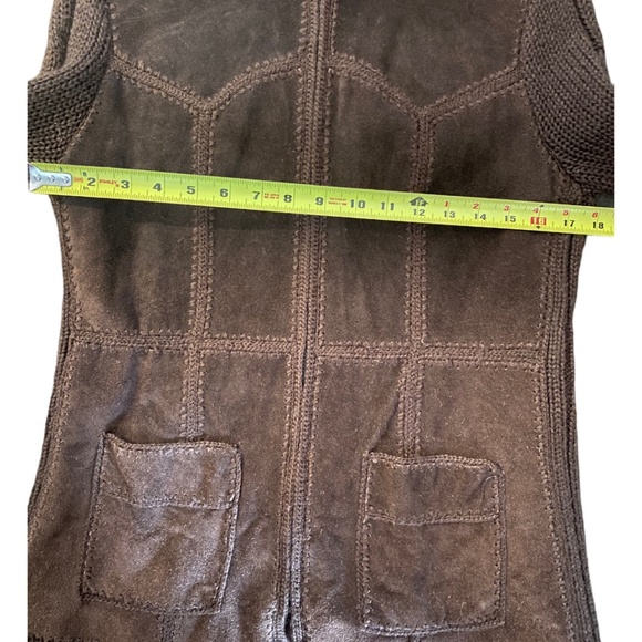 Vintage Suede patchwork knit belted boho jacket. Sz L - Picture 11 of 16